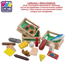 Happy People 45034 Holzkorb Mahlzeit mit Lebensmittel aus Holz Holzspielzeug