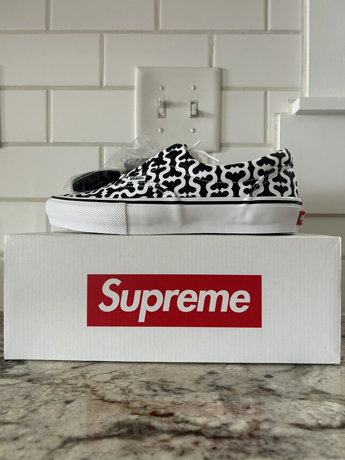 Taille 6,5   Supreme X Vans Logo Monogramme S Monogramme Noir Skate Era DS SS21