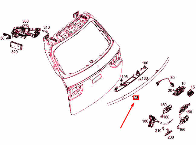 MERCEDES-BENZ E S213 Rear Panel Door Handle Trim Strip A2137402000