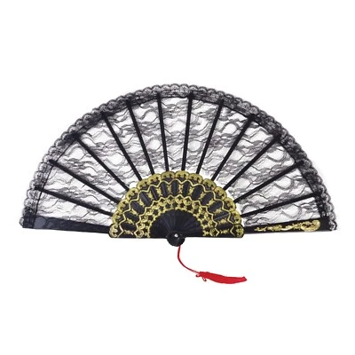 AMH Spanish Floral Folding Hand Fan Retro Handheld Foldable Fan for Wedding Party UK