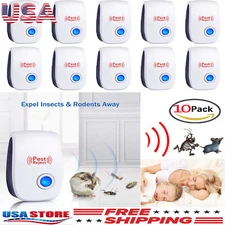 10X Ultrasonic Pest Repeller Electronic Control Repellent Mice Rat Reject Bug US