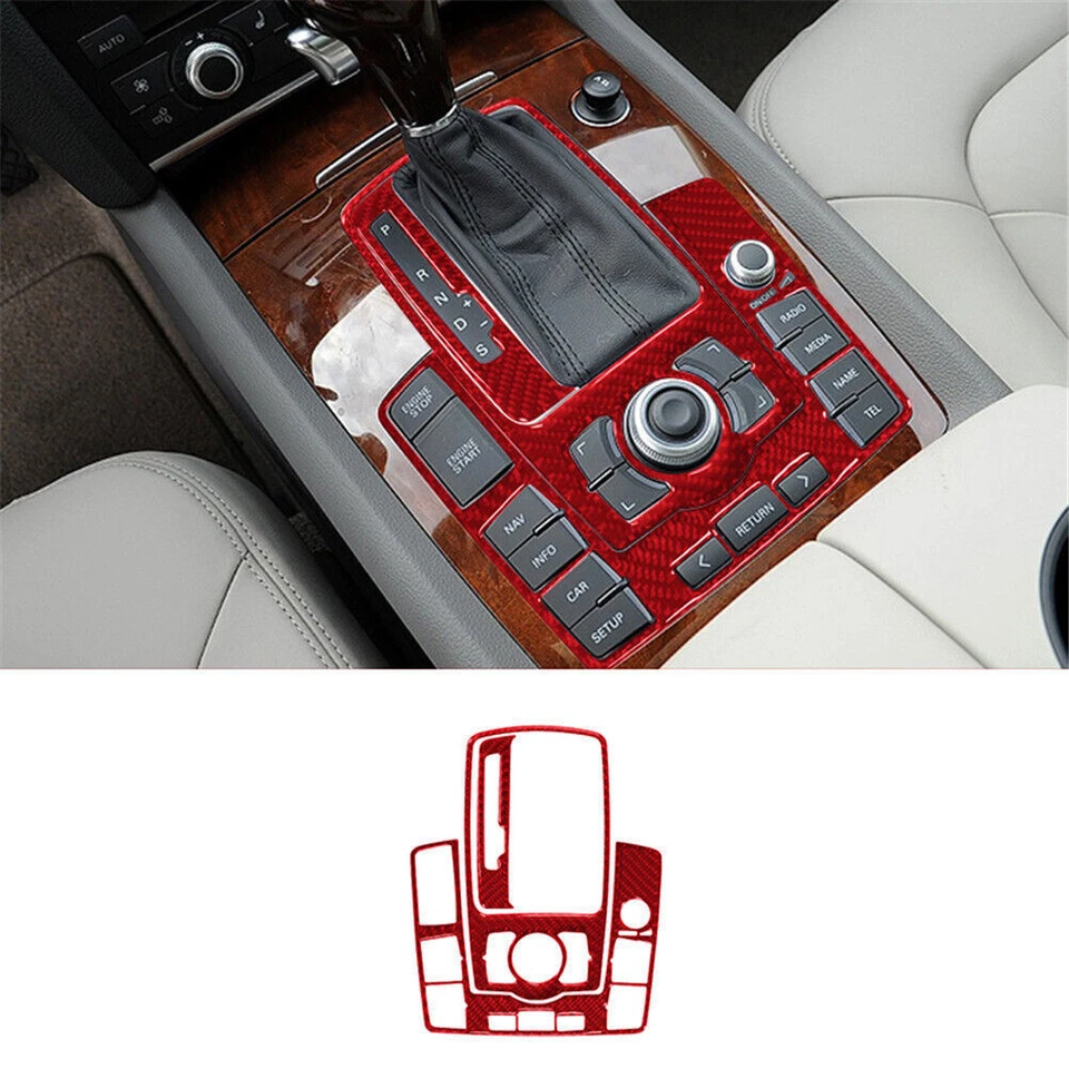 Juego completo de 72 piezas de embellecedores interiores de fibra de carbono rojo 2007-2015 para Audi Q7 Foto 3 de 4