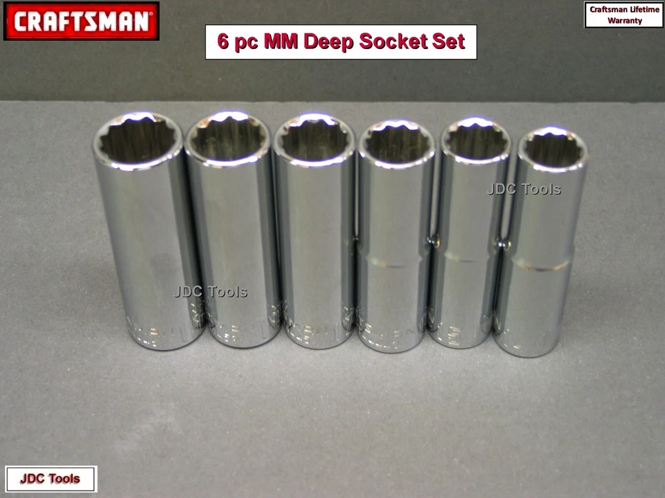 CRAFTSMAN 35pc Short & Deep 1/2 SAE METRIC MM 12pt ratchet wrench socket set 33 - Image 3 of 4