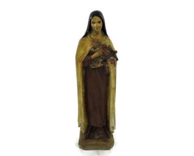 Vintage Statue Plaster St Saint Therese Lisieux Little Flower of Jesus ...