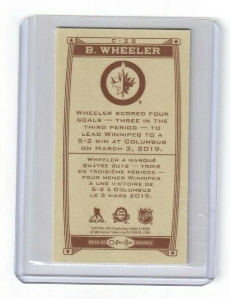 2019-20 O Pee Chee Caramel Mini Base C-28 Blake Wheeler Winnipeg Jets (SP) 1:4 - Image 2 of 2