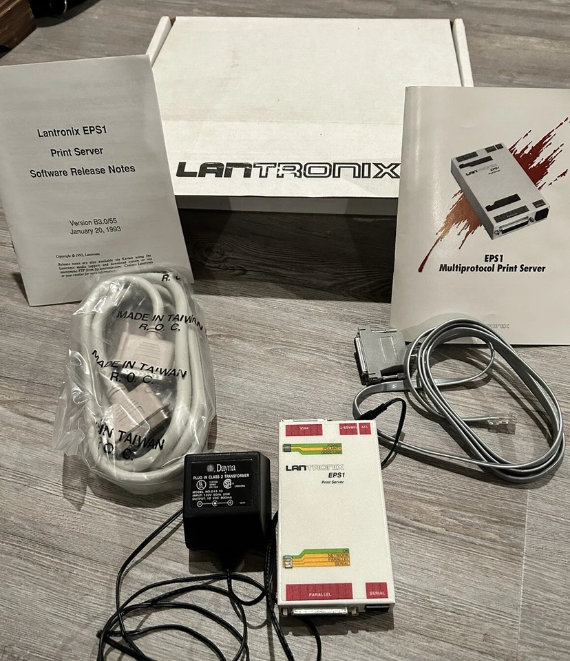 NEW Lantronix EPS1 Print Server w Box, Manual, Adapter, Tested, Ethernet NOS - Image 2 of 4