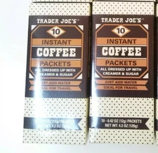 2 Boxes X Trader Joe's Instant Coffee Packets with Creamer & Sugar 4.2 OZ/Pack