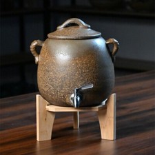 Jar With Faucet Bamboo Base For Wine Oil Liquid Storage 5l Brewing Wine Jar New