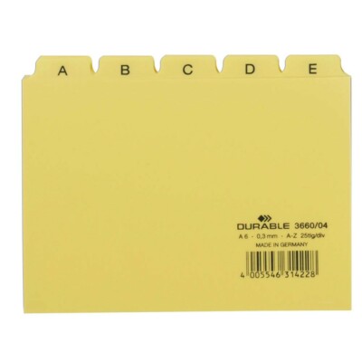 DURABLE Karteikartenregister A-Z gelb DIN A6 quer 25-teilig 