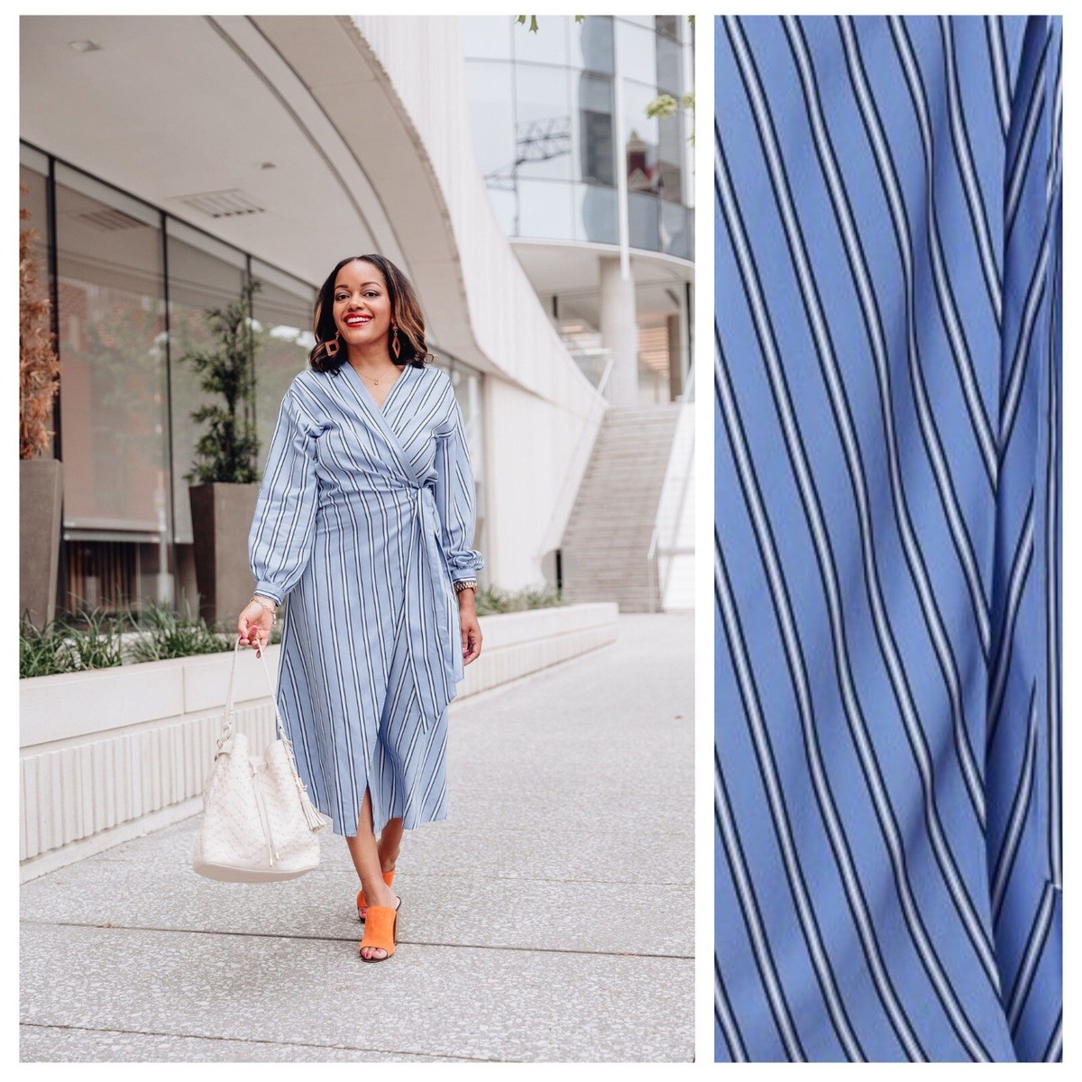 Bloggers Fave! H&M Blue Striped Wrap-Front Dress