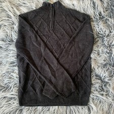 Perry Ellis Mens Quarter Zip Sweater Size L Soft Cable Knit Gray NEW with tags