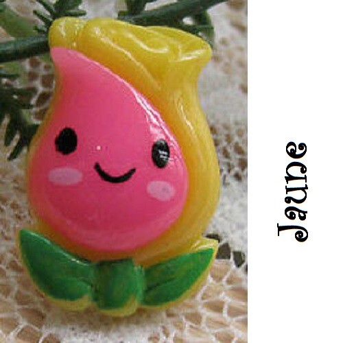 LOT 4 Embellissements sujet résine FLEUR TULIPE SOURIRE 20mm - au choix - R002 - Picture 5 of 6