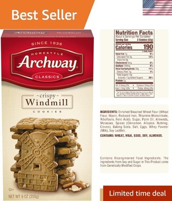 Delicious 9 Oz Box of Homestyle Windmill Cookies with Almonds & Cinnamon