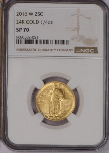 2016-W 24k Gold Standing Liberty 1/4 oz. 25 Cents NGC SP70