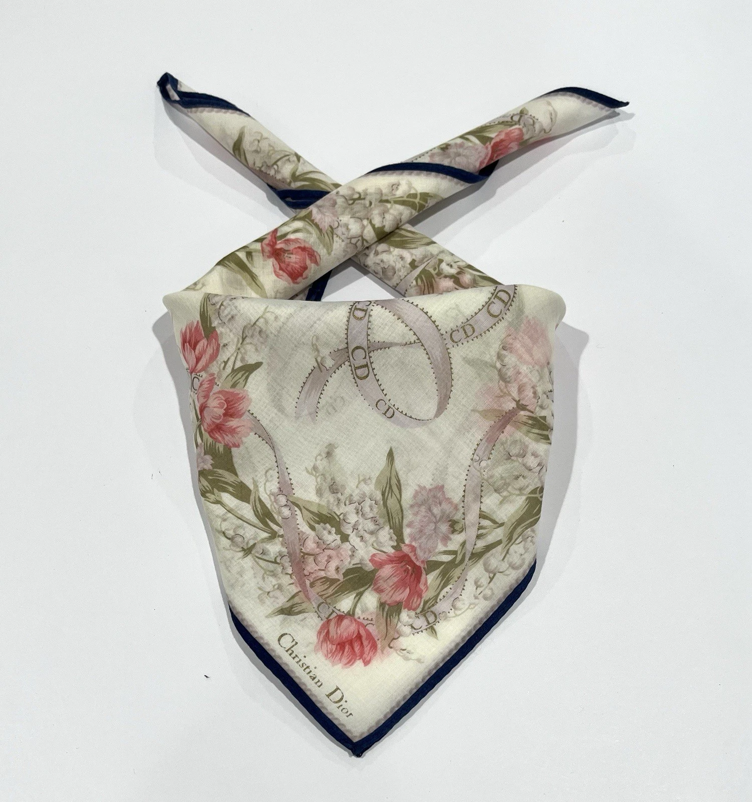 Mouchoirs Christian Dior femme tulipe fleurie coton poche carré 18