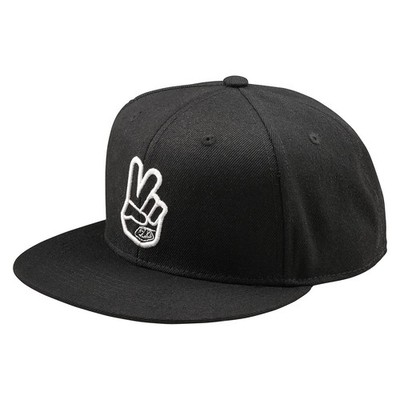 Troy Lee Designs Spring 2025 MX Peace Flat Bill Snapback Cap Schwarz