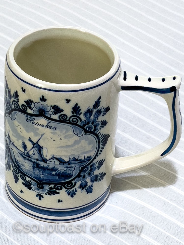 VINTAGE ORIGINAL Heineken Delft Ceramic Beer or Coffee Stein - Delftware Style