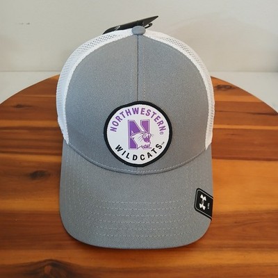 Northwestern Wildcats Hat Cap Mens Fitted L/XL Grey Under Armour Flex Mesh