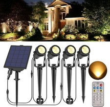 Solar Spot Lights Outdoor Garden with Remote Control Timer 8 Modes Pack Of 4 NEW