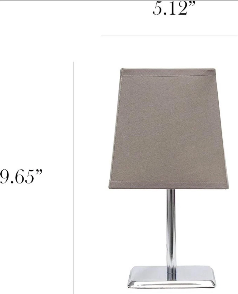 *TWO PACK* Mini Chrome Table Lamp with Elegant Square Empire Fabric Shade - Image 3 of 4