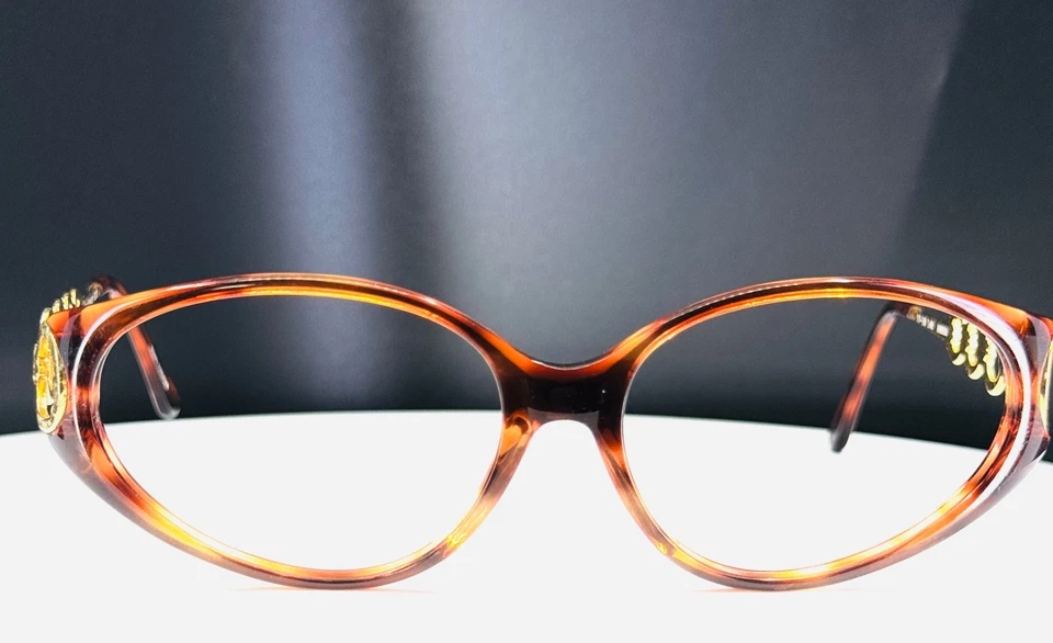 VTG LOOKING GLASS 6102 AMBER Womens Tortoise Gold Oval Eyeglasses FRAMES ONLY - Image 3 of 4