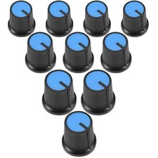 10Pcs Plastic Potentiometer Volume Control Rotary Knob Knurled Shaft Hole Blue