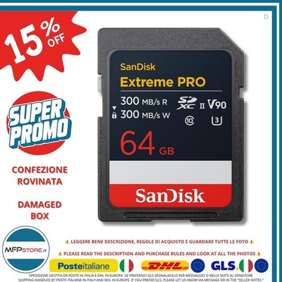 SanDisk Extreme Pro 64GB SDXC Uhs-Ii V90 300MB/S 8K + Rescue Pro