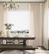 2 PC Pinch Pleated Curtains 96x40 Natural Flax Linen Blend Window Curtains Box5