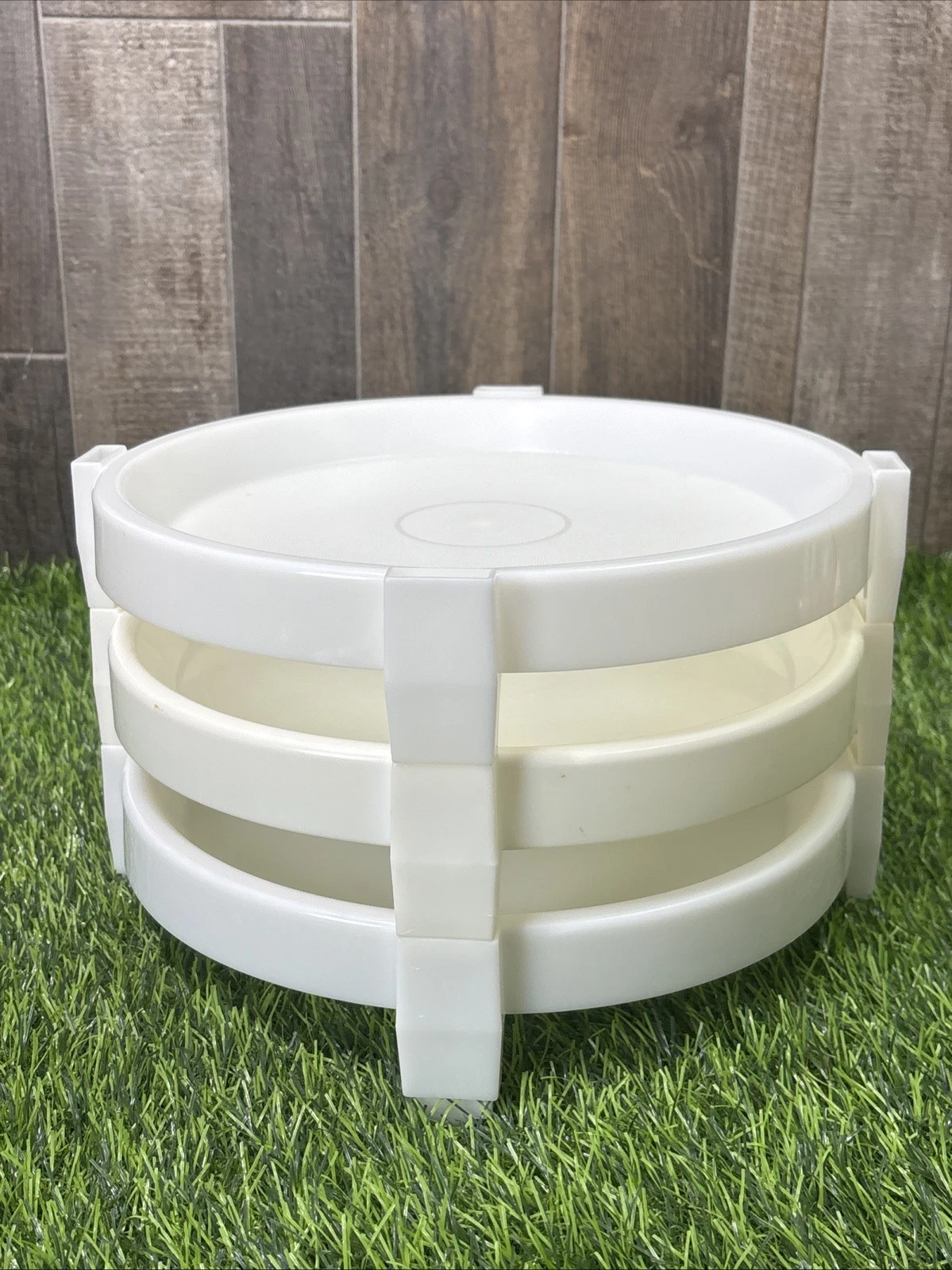 Set of 3 Vintage Tupperware Divide-A-Rack Pie Stackers WHITE