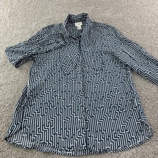 H&M GP J Baker Geometric Print Long Sleeve Button Up Shirt Top Women US 4 Career