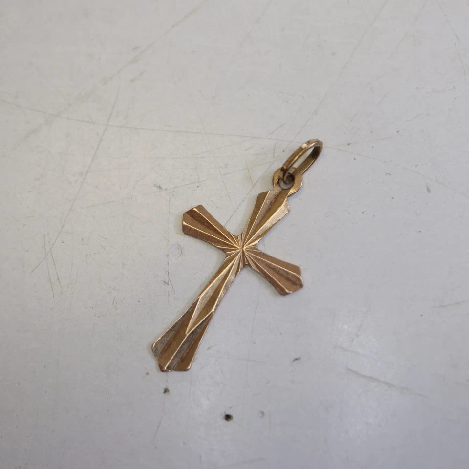 Kleiner Kreuz Kettenanhänger 585 Rose Gold  24 mm 0,4 g - Bild 2 von 3