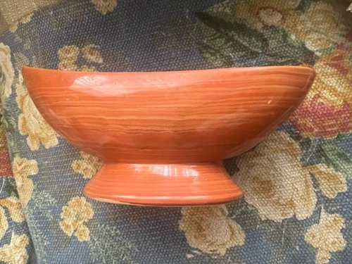 VINTAGE McCoy MCM 1960s Footed Compote Bowl Burnt Orange 9.5” On Raised Base