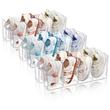 Shoe Organizer Stackable: Clear Acrylic Baby Shoe Rack with Dividers - Closet...