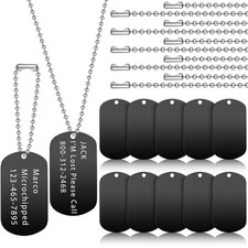 20 Pieces Military Dog Tags Set Including 10 Stainless Steel Army Blank Dog T...
