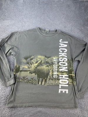 Anvil Jackson Hole Wyoming Moose Long Sleeve T-Shirt XL