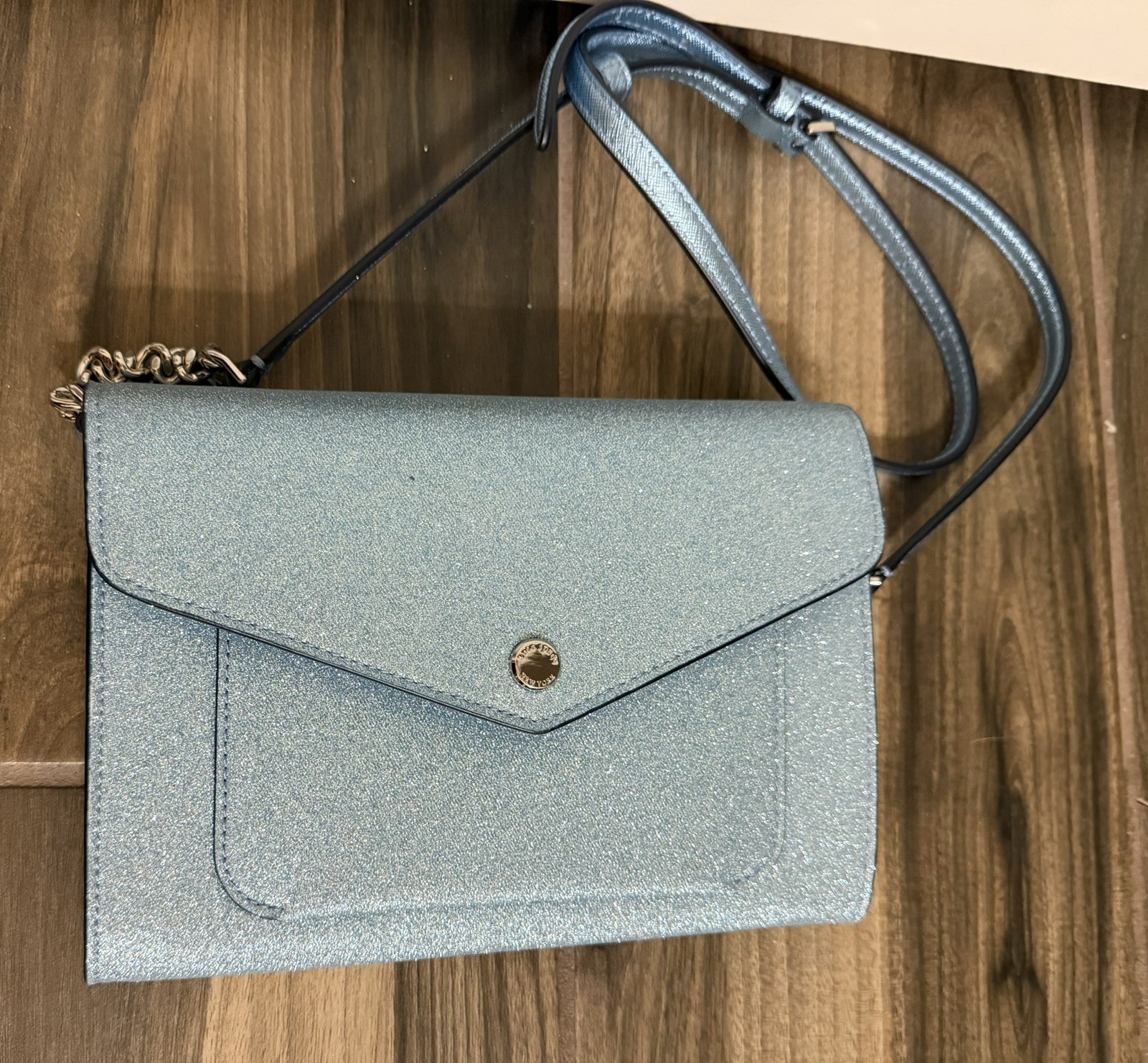 Kate Spade New York Tindel Sky Blue Glitter Leather Crossbody Bag