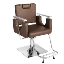 Barber Chair Reclining Salon Chair Height Adjustable Hair Chair 360 Swivel Brown