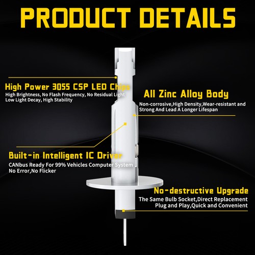 LED Headlight MINI Bulb H1+H7 For 2003 2004-2006 Dodge Sprinter 2500 3500 - Picture 10 of 12