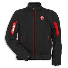 Ducati Flow 2 Fabric Motorcycle Jacket | Men’s Black/Red Waterproof Textile Bike