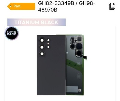 Genuine OEM Samsung Galaxy S24 Ultra Back Glass Service Pack - Black