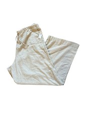 GAP NEW Pull On Wide Leg Linen Blend Pants Womens Size XL Beige