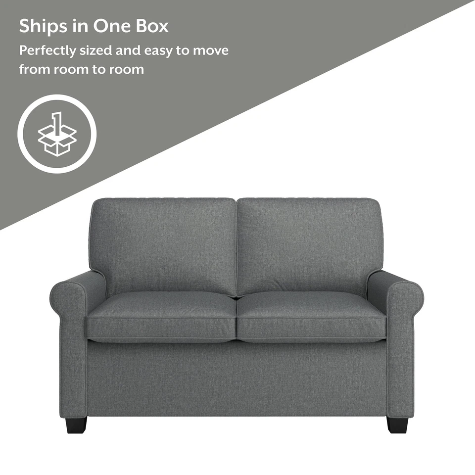 Sofá cama extraíble sofá cama doble tamaño adulto brazos enrollados gris Foto 2 de 4