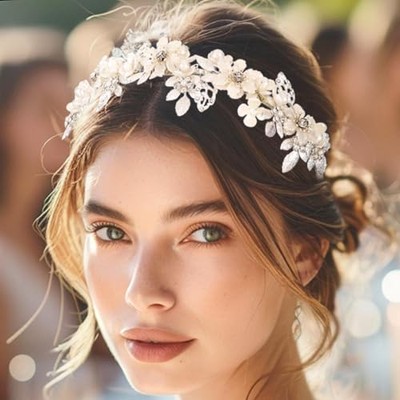 Flower Wedding Headband Pearl Bridal Headpiece Prom 1 Count  display picture 3