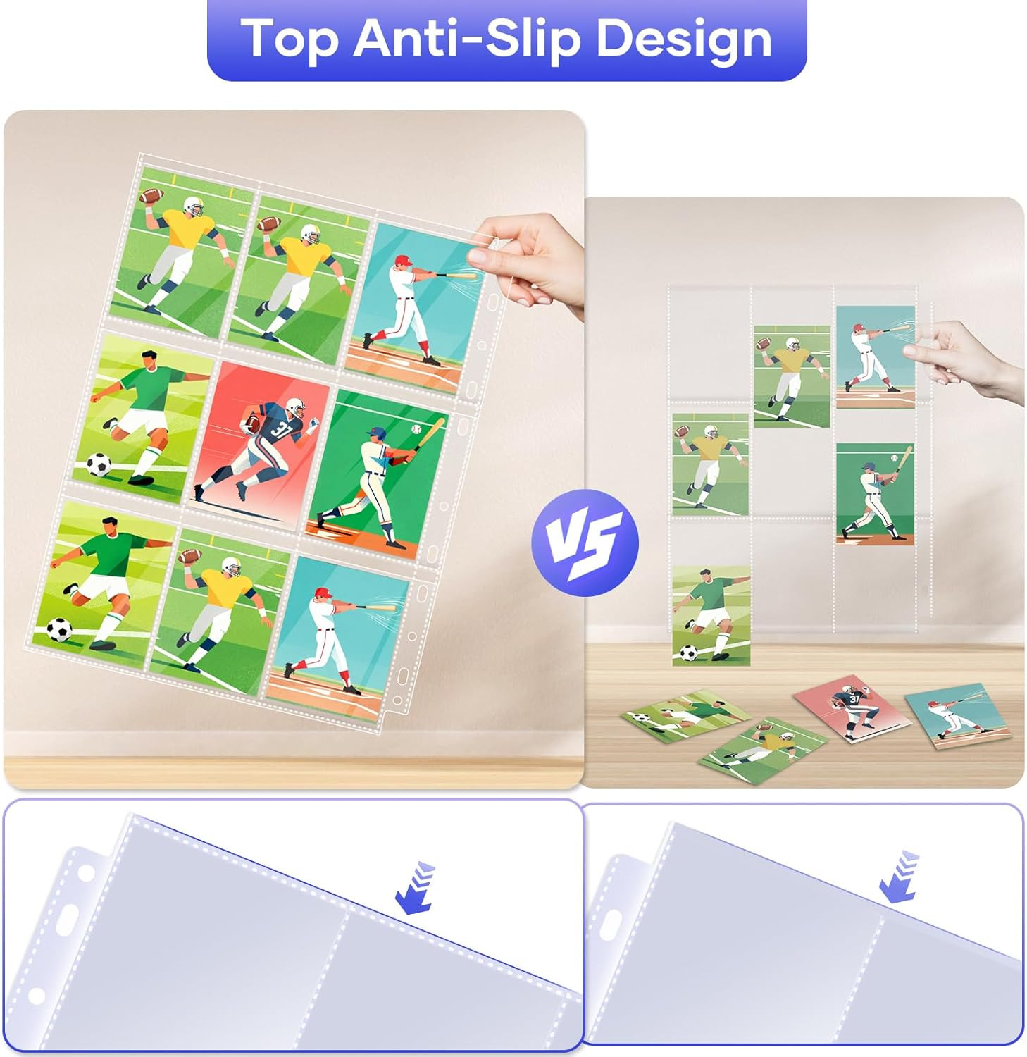 40 Pack 9 Pocket Page Protectors,720 Pockets Double Sided Card Holder Pages for