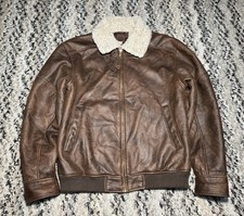 Wilsons Faux Leather Jacket Mens Small B3 Aviator Shearling Lined Bomber Flight