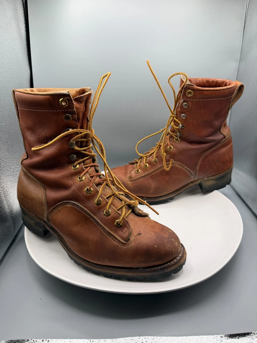 Vintage Carolina Men’s Brown Leather Logger Work Boots Size US 9 Carolina logger work boots - Gem main image 3
