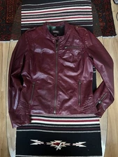 Danier Leather Jacket Deep Red Motor Cycle large
