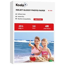 Koala Glossy Photographic Paper 4x6 - 100 Sheets, Fast Dry, Eco-Friendly