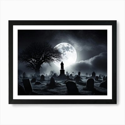 Vollmond erleuchtet einen Nachthimmel gerahmtes Wandbild Poster Leinwanddruck Bild