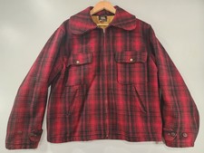 Vtg Woolrich Woolen Mills Mackinaw Jacket 44 Red Buffalo Plaid 1940s 1950s Wool